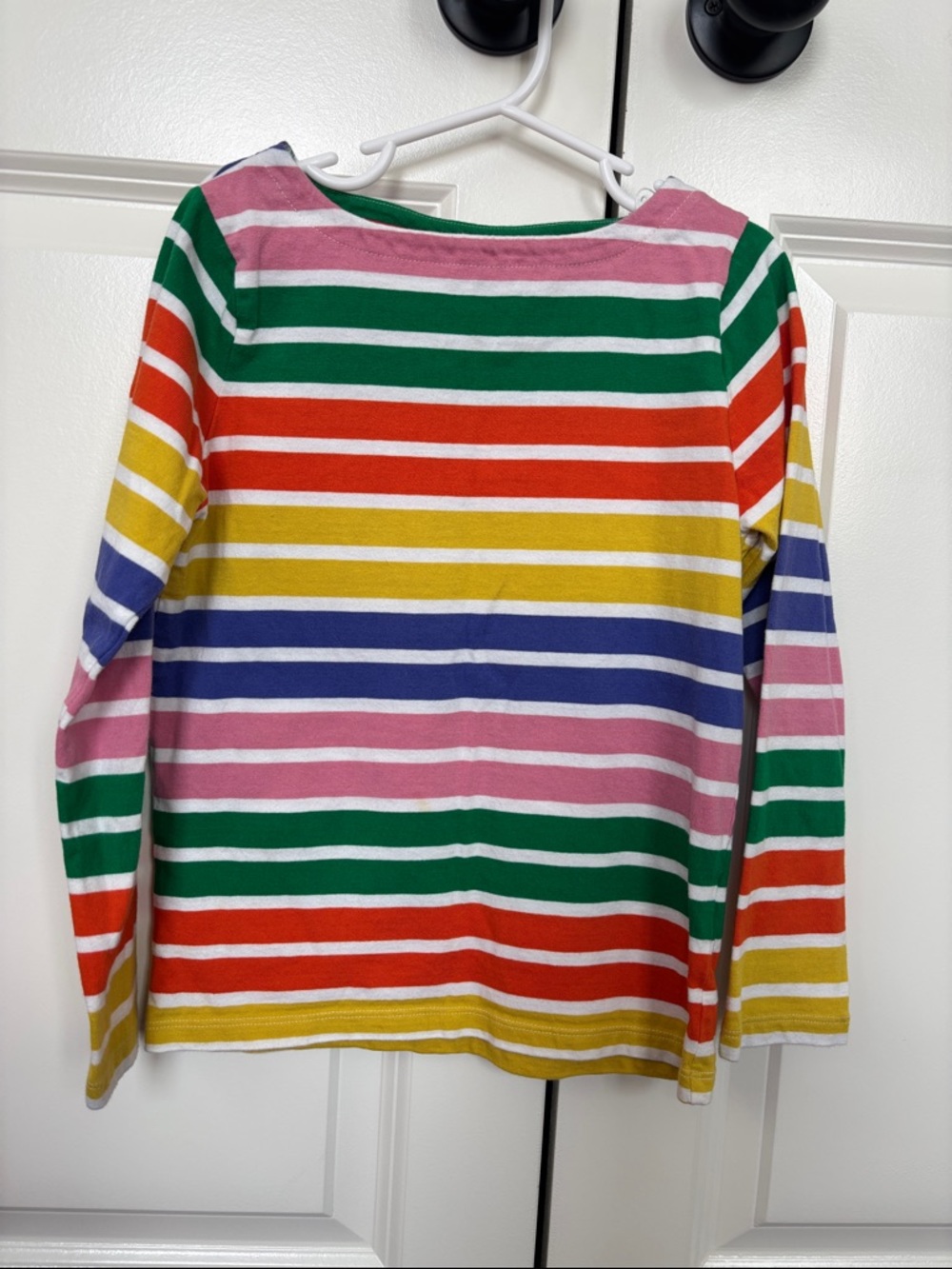 Mini Boden Rainbow Stripe Long Sleeve Tee - Pink, Green, Red, Yellow, Blue